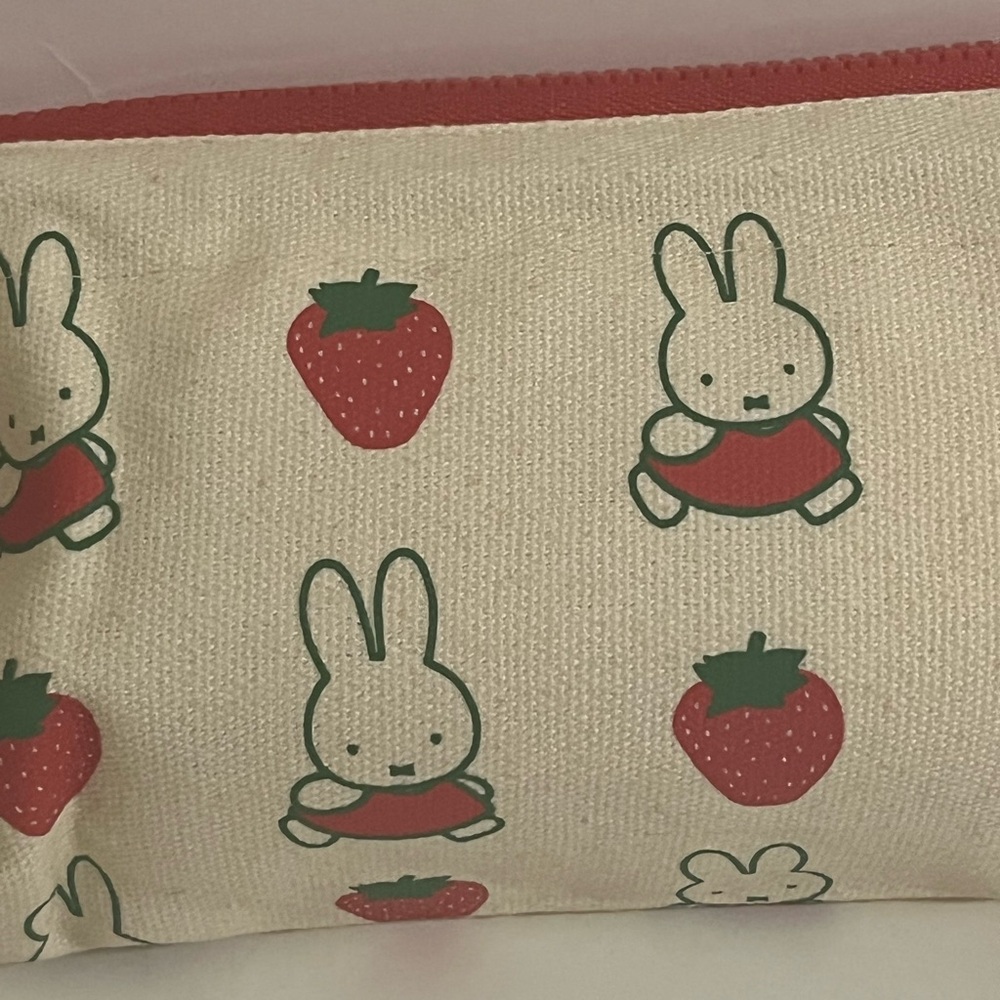 Miffy Strawberry Canvas Pencil/Cosmetics Case -preowned - Picture 4 of 8